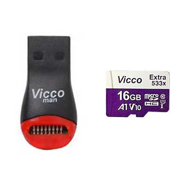 کارت حافظه microSDXC ویکومن مدل Extre 533X کلاس 10 استاندارد UHS-I U1 سرعت 80MBps ظرفیت 16 گیگابایت به همراه کارت خوان
