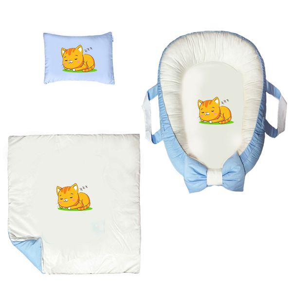سرویس خواب سه تکه نوزاد ناریکو مدل گارد محافظ دار طرح گربه کد 0418