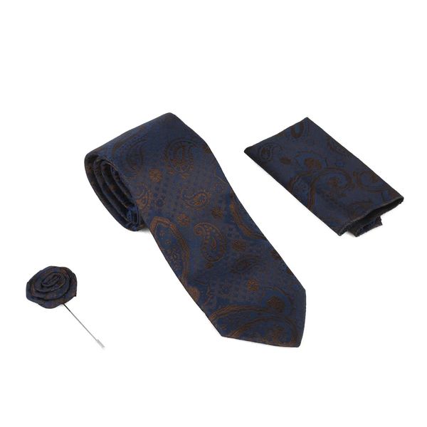 ست کراوات و دستمال جیب و گل کت مردانه مدل MDSS-CG1350
