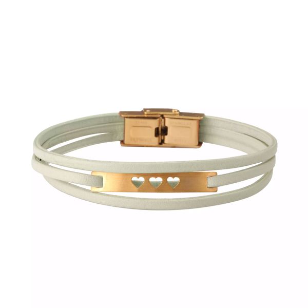 دستبند طلا 18 عیار زنانه روبی آرت گالری مدل مستطیل سه قلبی 2