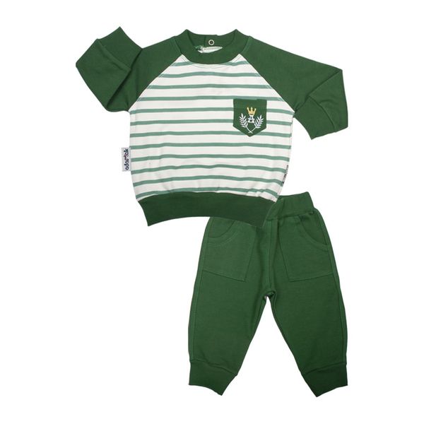 ست سویشرت  و شلوار نوزادی آدمک مدل رگلان کد 110023 رنگ سبز