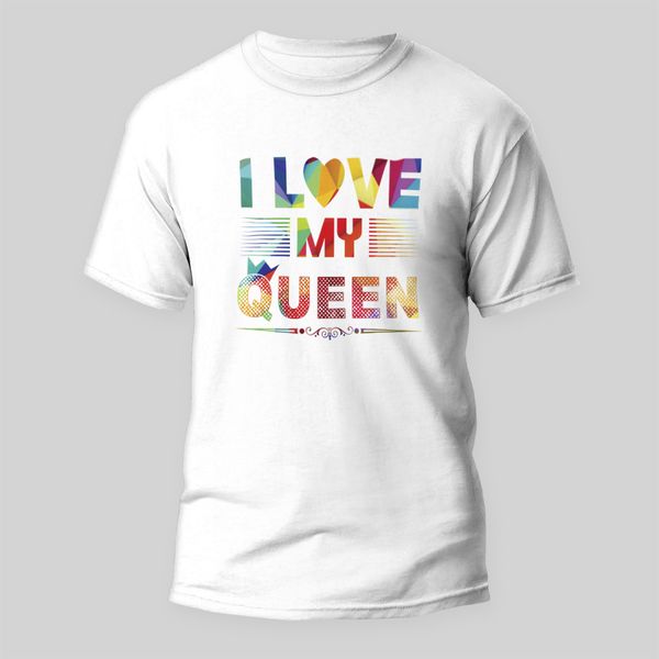 تی شرت آستین کوتاه مردانه مدل Love Queen کد M16 رنگ سفید