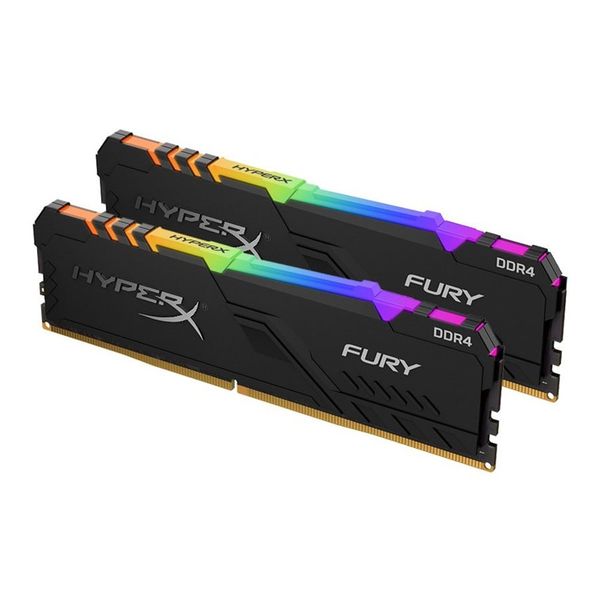 رم کامپیوتر DDR4 دو کاناله 3200 مگاهرتز CL16 هایپرایکس مدل Fury RGB ظرفیت 16 گیگابایت