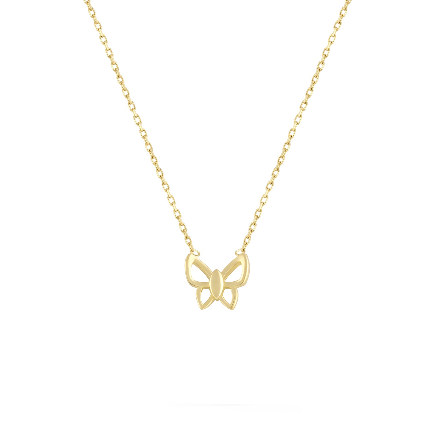 گردنبند طلا 18 عیار زنانه طلا و جواهر درریس مدل پروانه تو خالی