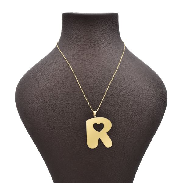 گردنبند طلا 18 عیار زنانه شمیم گلد گالری مدل حرف R و قلب کد PA337