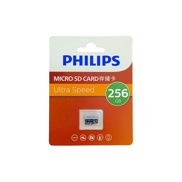 کارت حافظه microSD HC فیلیپس مدل A1-V30 کلاس 10 استاندارد UHS-I U3 سرعت 80MBps ظرفیت 256 گیگابایت