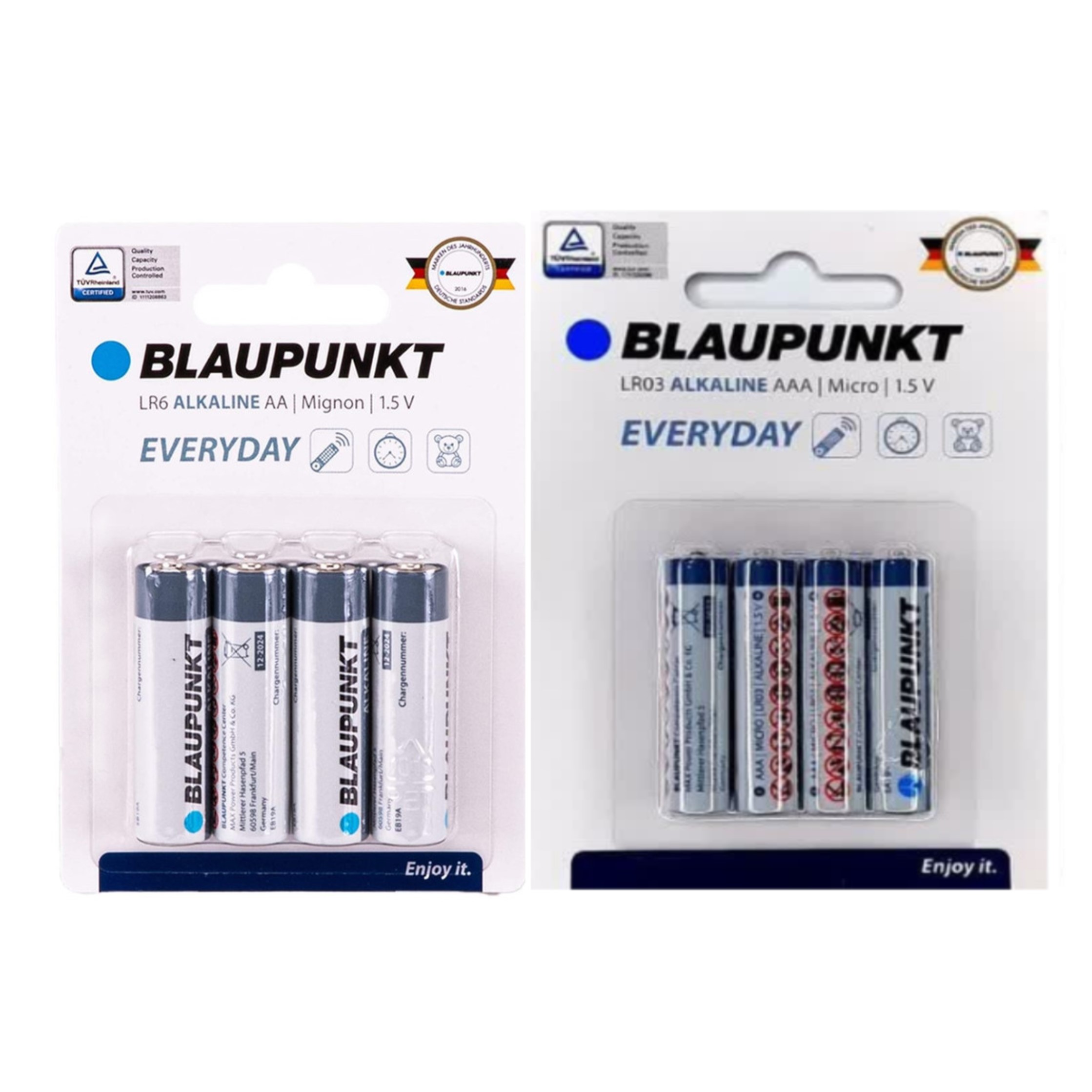 باتری قلمی و نیم قلمی بلاپونکت مدل ALKALINE بسته 8 عددی