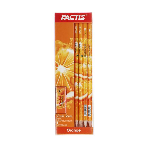 مداد فکتیس مدل Orange بسته 4 عددی به همراه پاک کن