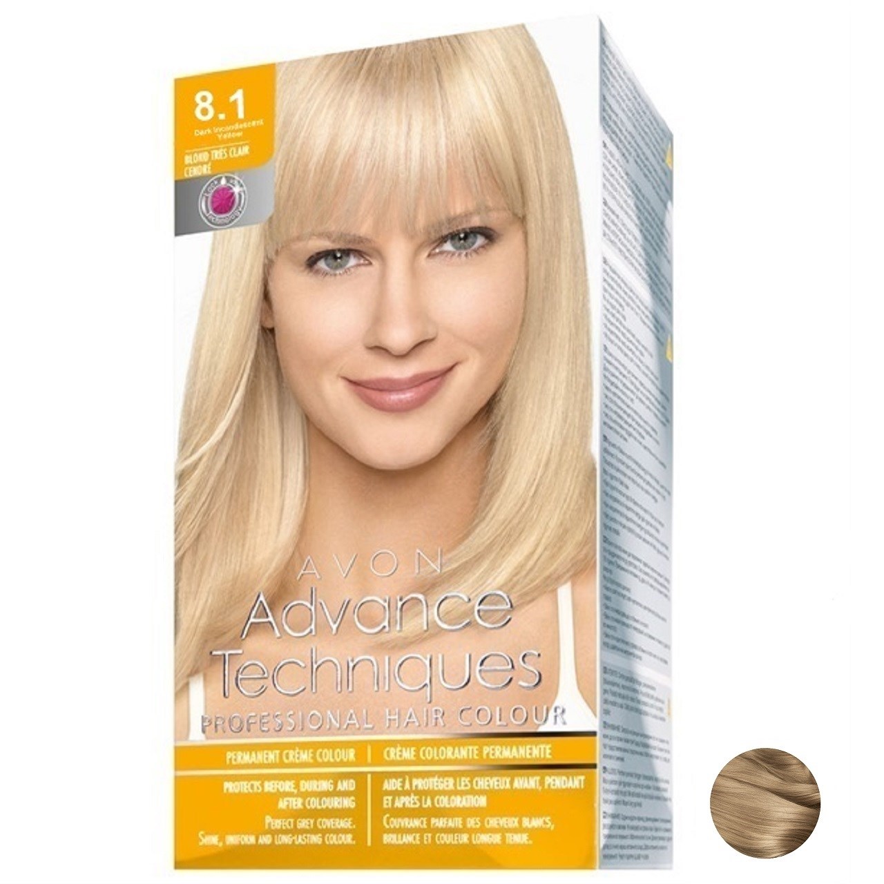 کیت رنگ مو آون مدل Advance Techniques Professional Hair Color کد8.1 رنگ Medium Ash Blonde
