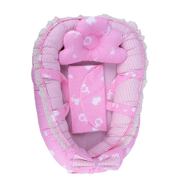 سرویس 3 تکه خواب نوزادی ژینورا مدل Pink Dumbo