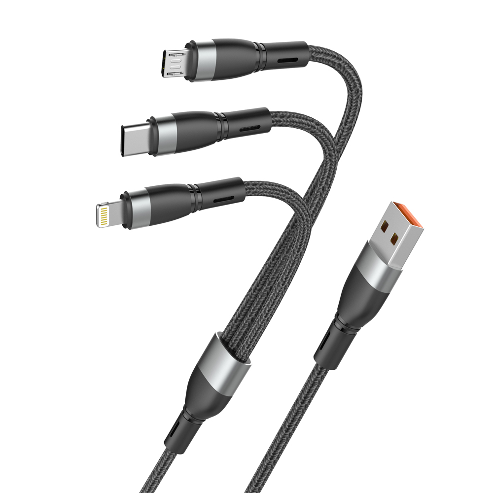 کابل تبدیل USB به MicroUSB/USB-C/لایتنینگ بیبوشی مدل A17 طول 1.2 متر