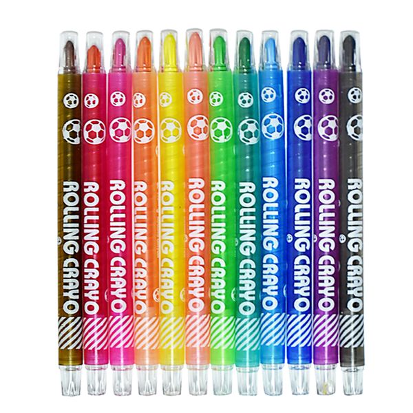 مداد شمعی 12 رنگ یالونگ مدل Rolling Crayon
