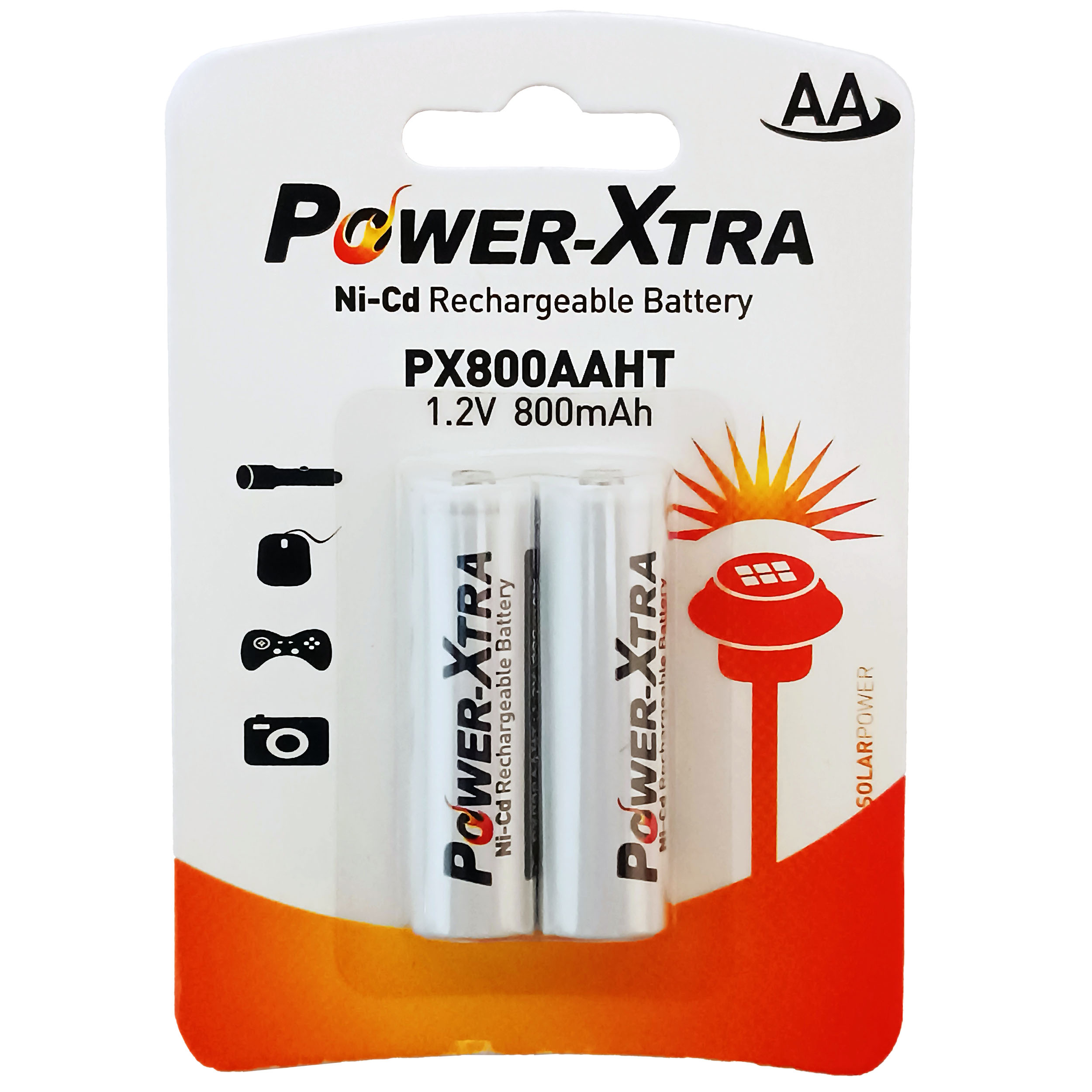 باتری قلمی قابل شارژ پاور اکسترا مدل PX800AAHT ظرفیت 800 میلی آمپر ساعت بسته دو عددی
