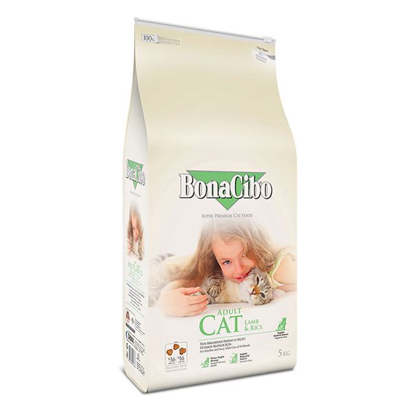 غذای خشک گربه بوناسیبو مدل بره و برنج کد 566 وزن 5 کیلوگرم