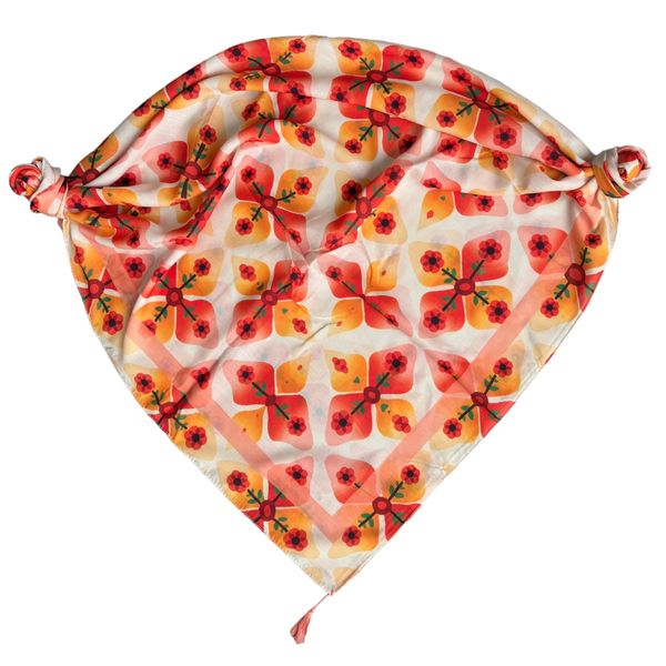 روسری زنانه مدل نخی شاد گلبرگ دار مربع مربعی لطیف چهار فصل منگوله دار