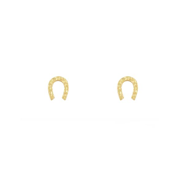 گوشواره طلا 18 عیار زنانه طلا و جواهر درریس مدل  نعل شیاردار 