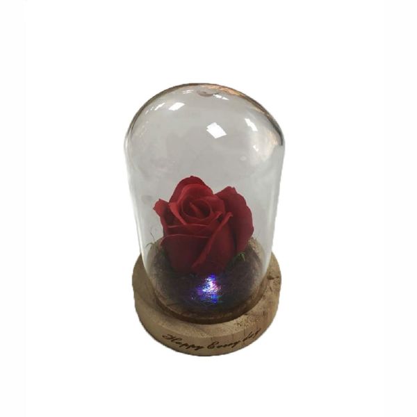 ماکت شیشه ای خانه سفید مدل گل رز چراغ دار