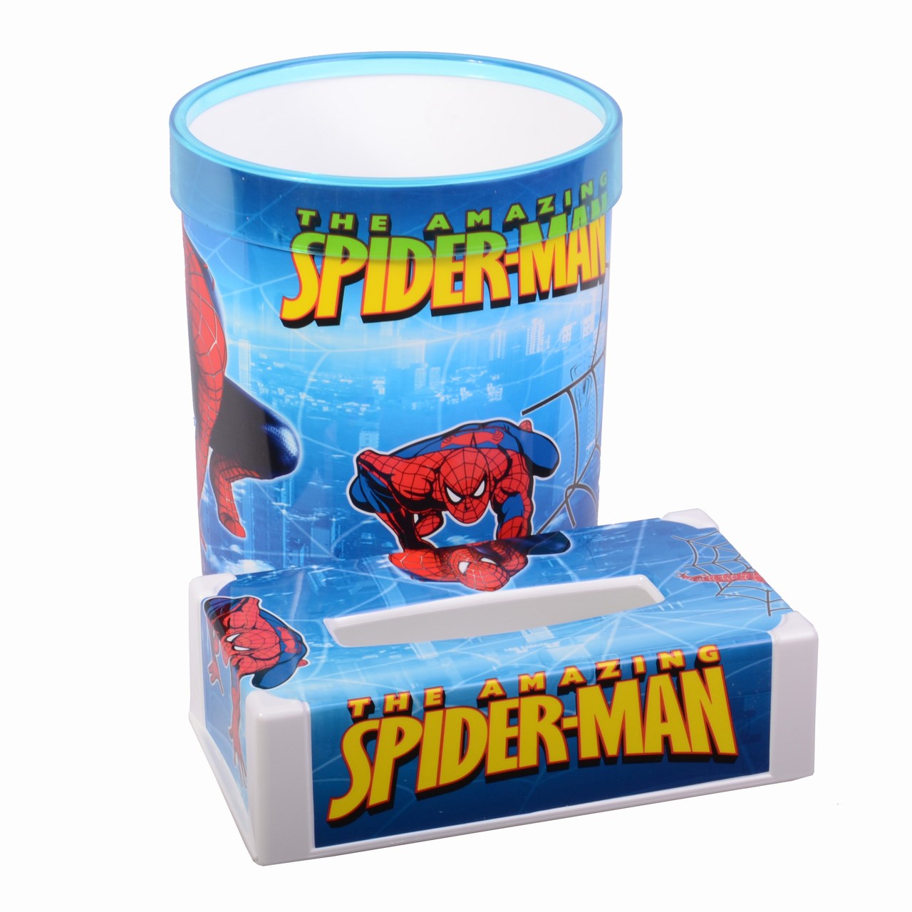 ست سطل و جعبه دستمال لیمون مدل spider man