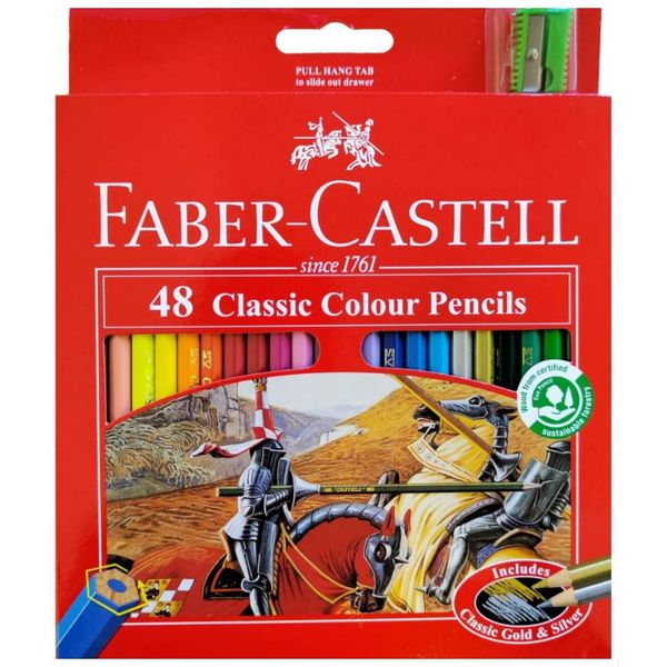 مداد رنگی 48 رنگ فابر کاستل مدل CLASSIC به همراه تراش