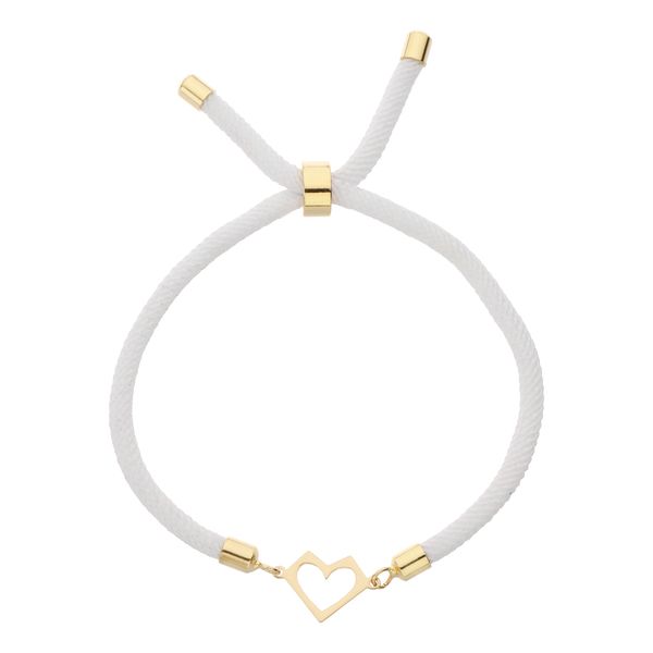 دستبند طلا 18 عیار زنانه گالری شیدا مجد مدل قلب شکسته توخالی صاف بندی سفید