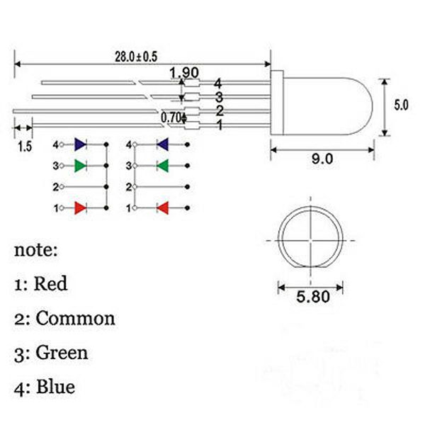 دیود ال ای دی مدل RGB4 بسته 10 عددی