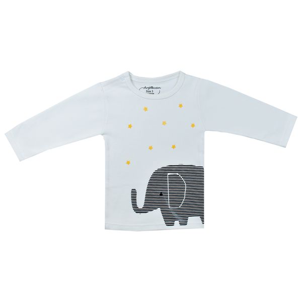 تی شرت آستین بلند نوزادی مدل ارغوان فیل و ستاره