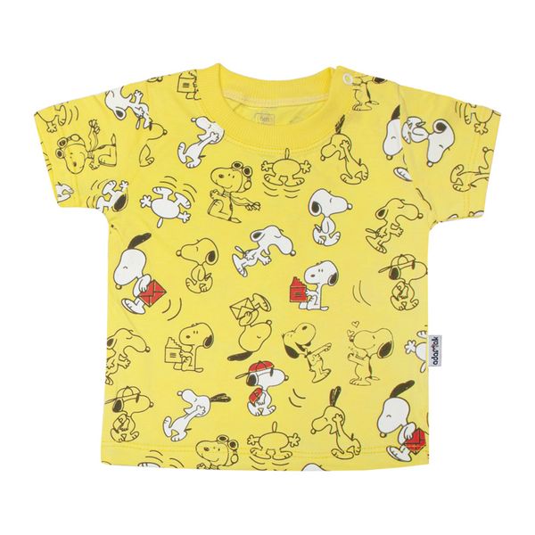 تی شرت آستین کوتاه نوزادی آدمک مدل  اسنوپی کد 150003 نگ زرد لیمویی