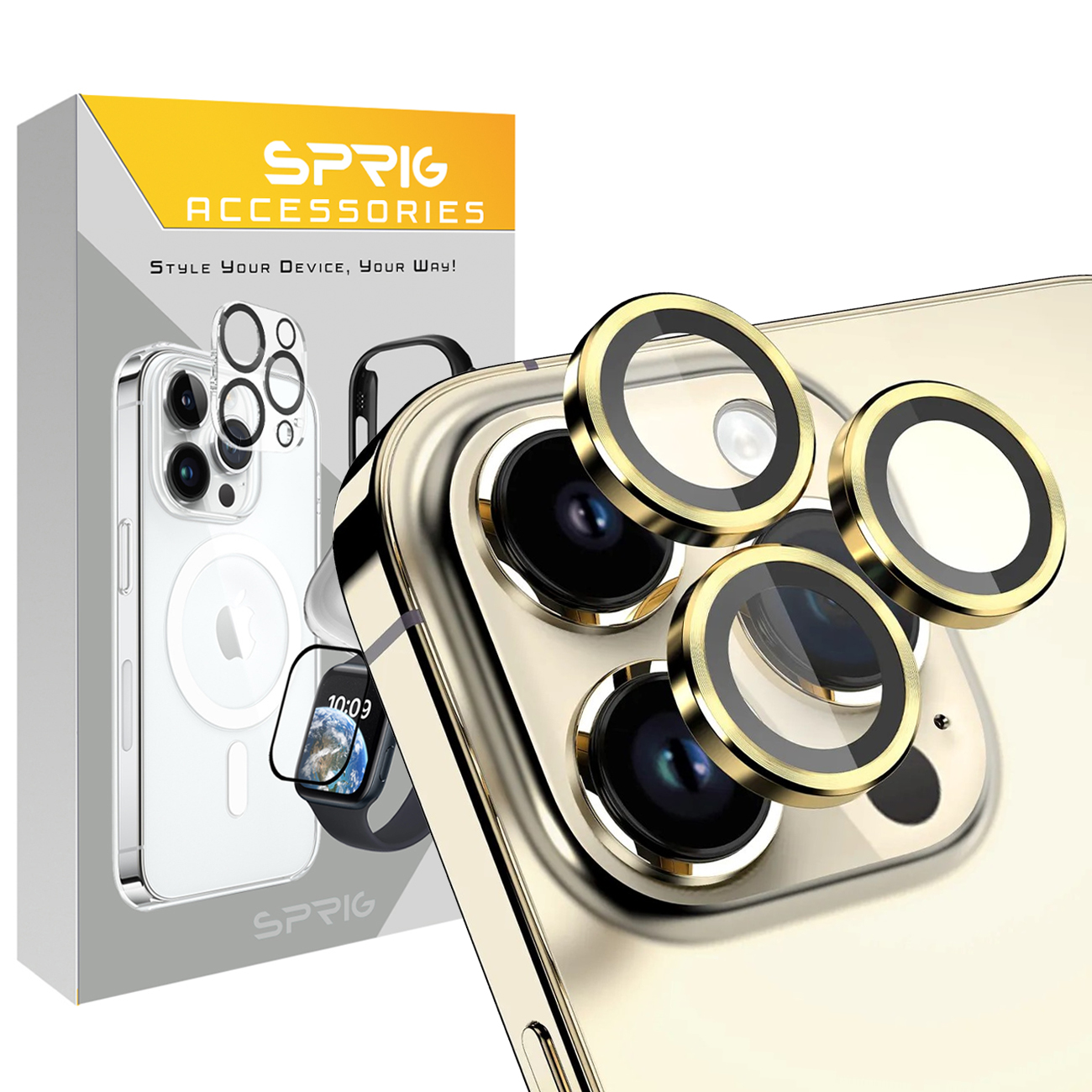 محافظ لنز دوربین اسپریگ مدل Ring Metal مناسب برای گوشی موبایل اپل Iphone 15 Pro Max