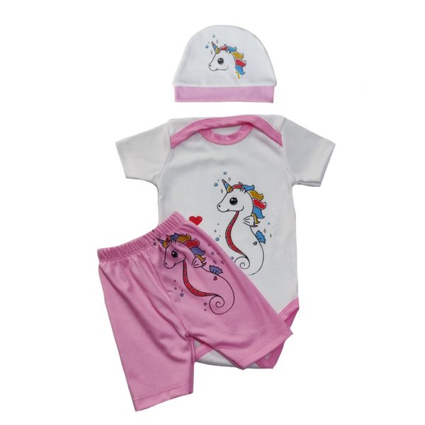 ست 3 تکه لباس نوزادی سرینیکو مدل Unicorn کد B03