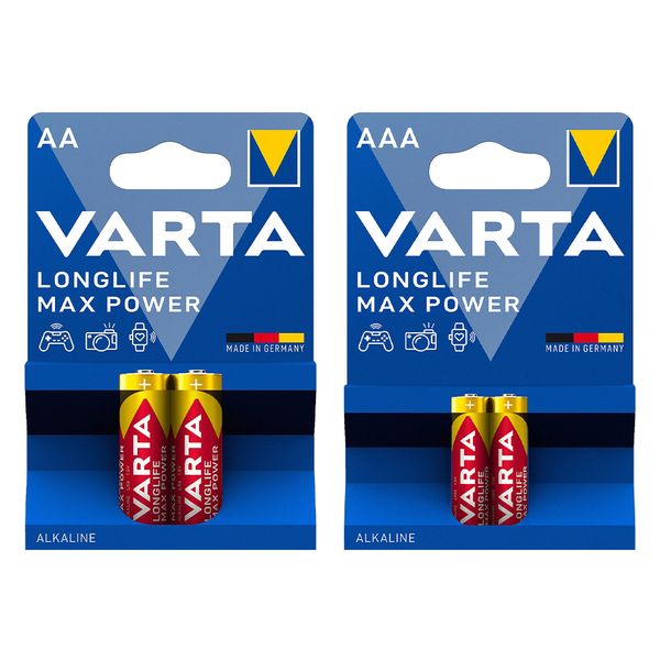 باتری قلمی و نیم قلمی وارتا مدل MAX POWER مجموعه 4 عددی