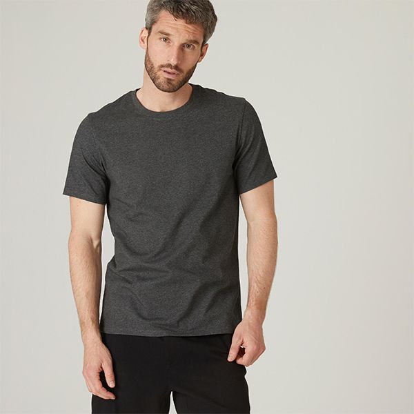 تی شرت ورزشی مردانه دکتلون مدل CARDIO 100 رنگ خاکستری تیره