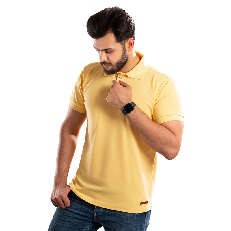 پولوشرت آستین کوتاه مردانه برساد مدل E106 رنگ زرد