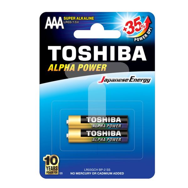 باتری نیم قلمی توشیبا مدل Alpha Power بسته 2 عددی