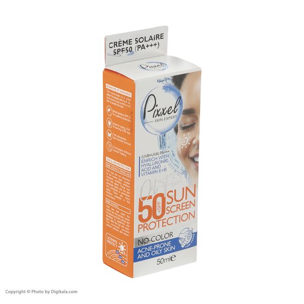 کرم ضد آفتاب بی رنگ پیکسل SPF50 مدل Oily Acne-Prone Skin مناسب پوست های چرب حجم 50 میلی لیتر