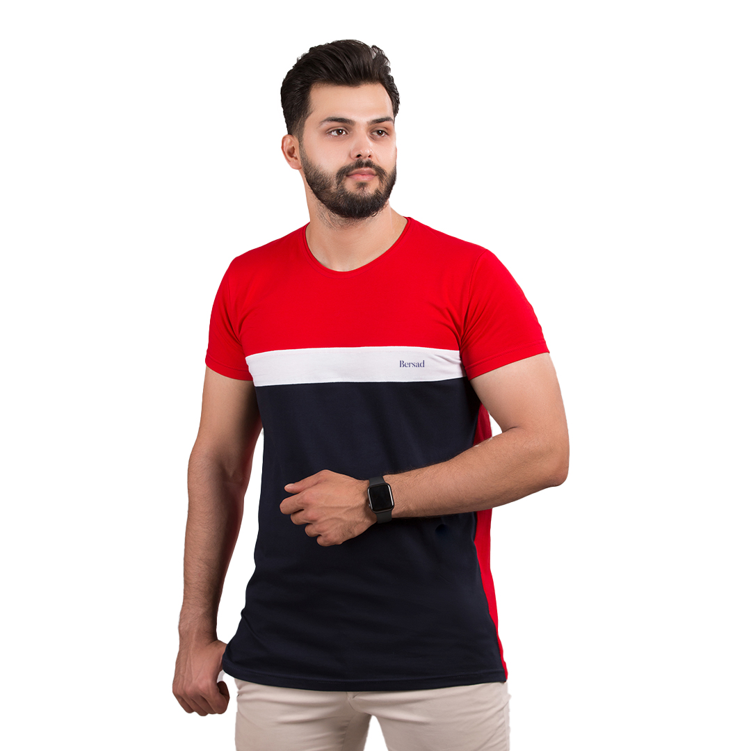 تی شرت آستین کوتاه مردانه برساد مدل E110 رنگ قرمز