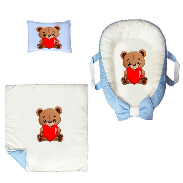 سرویس خواب سه تکه نوزاد ناریکو مدل گارد محافظ دار طرح خرس کد 0453
