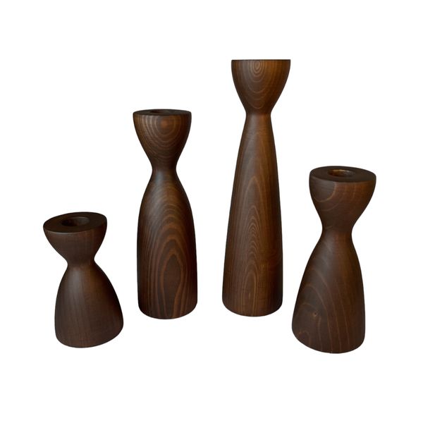  شمعدان مدل چوبی مینیمال مجموعه 4 عددی