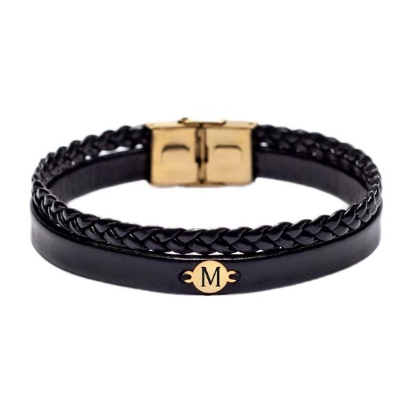 دستبند طلا 18 عیار مردانه مدل حرف M کد S2043