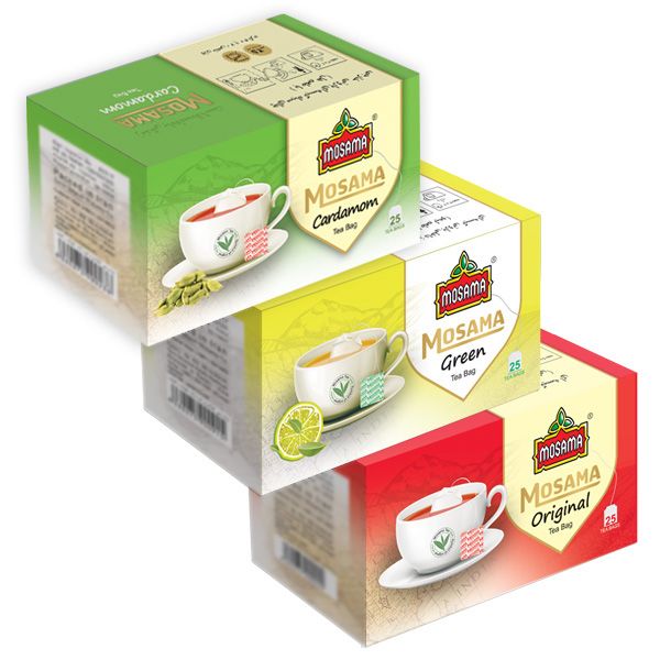 چای سبز کیسه ای با طعم لیمو ، چای سیاه کیسه ای ویژه و چای سیاه کیسه ای با طعم هل ممتاز مسما 3 بسته 25 عددی 