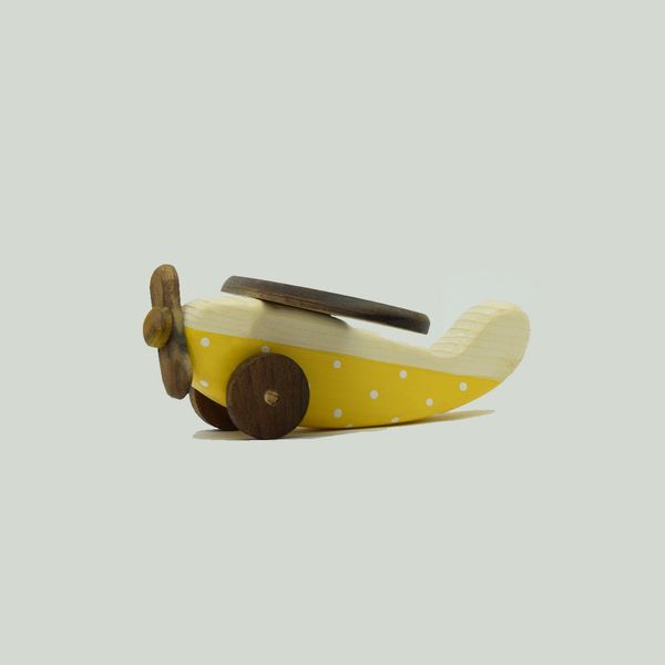 اسباب بازی چوبی مدل  هواپیما زرد