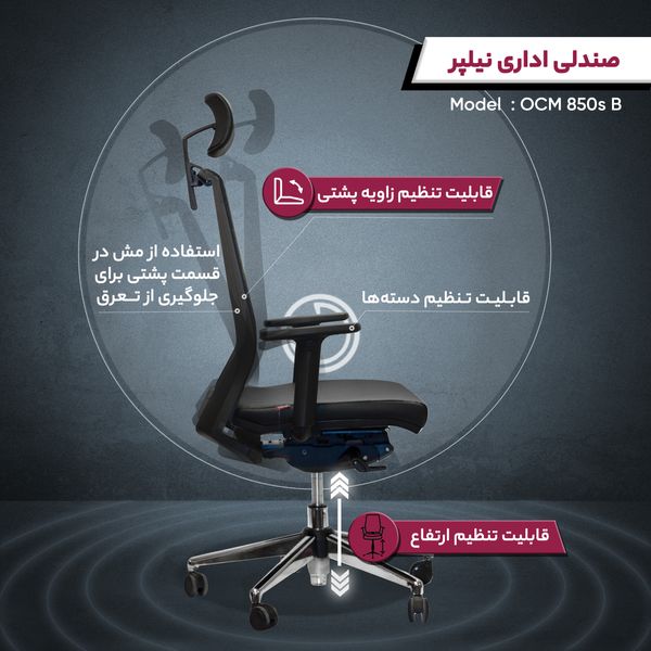 صندلی اداری نیلپر مدل OCM 850s پارچه ای