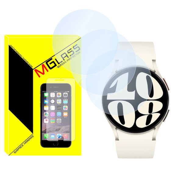 محافظ صفحه نمایش شیشه‌ای ام‌گلس مدل Glass-MG مناسب برای ساعت هوشمند سامسونگ Galaxy Watch 6 44mm بسته سه عددی
