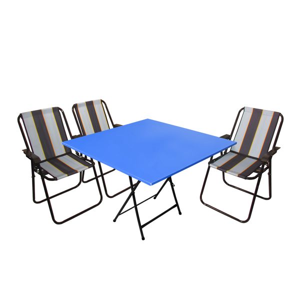 میز و صندلی تاشو سفری میزیمو مدل ساحلی کد 2838 مجموعه 4 عددی
