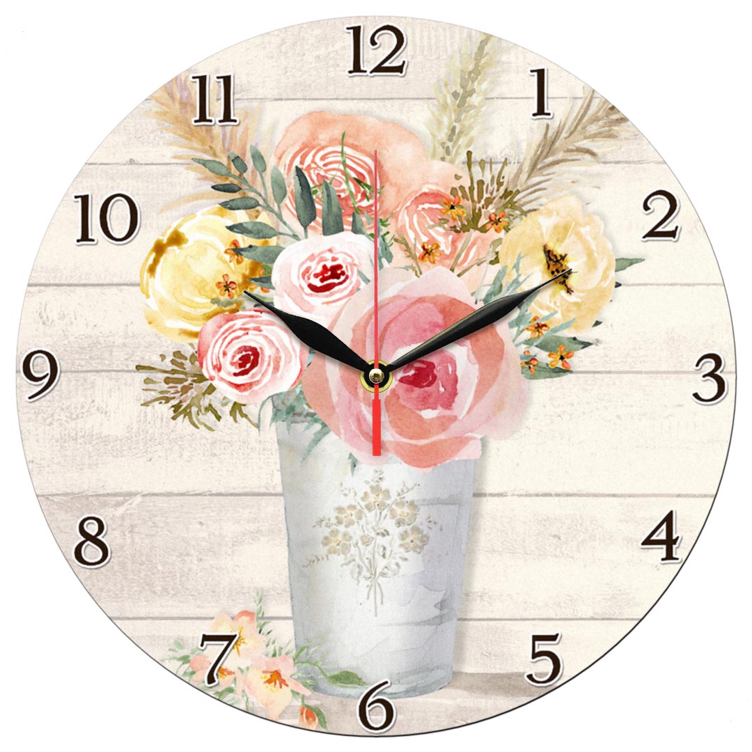 ساعت دیواری طرح چوب و گلدان گل کد 1378