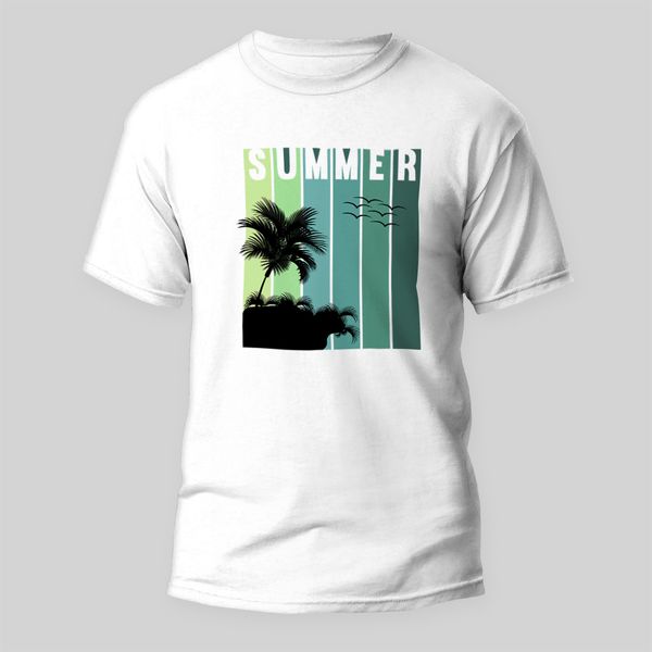 تی شرت آستین کوتاه مردانه مدل تابستانی طرح Summer کد M12 رنگ سفید