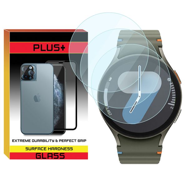 محافظ صفحه نمایش شیشه‌ای پلاس مدل Glass-PL مناسب برای ساعت هوشمند سامسونگ Galaxy Watch 7 40mm بسته سه عددی
