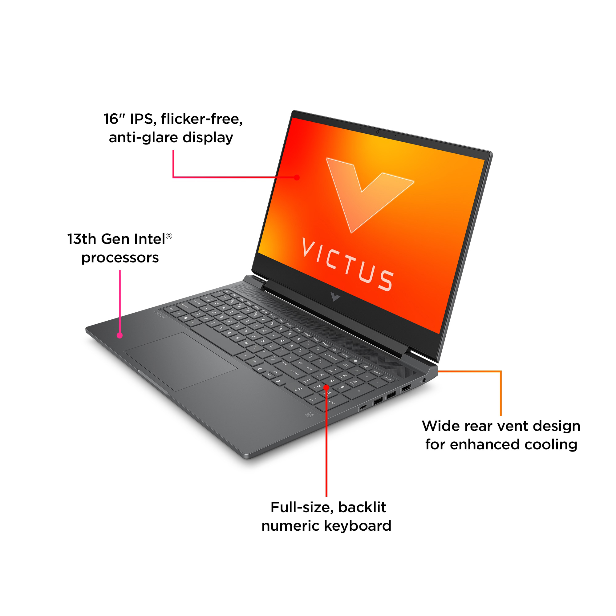 لپ تاپ 16.1 اینچی اچ‌ پی مدل VICTUS 16 Gaming R000-i7 13700H 32GB 1SSD RTX4070 W