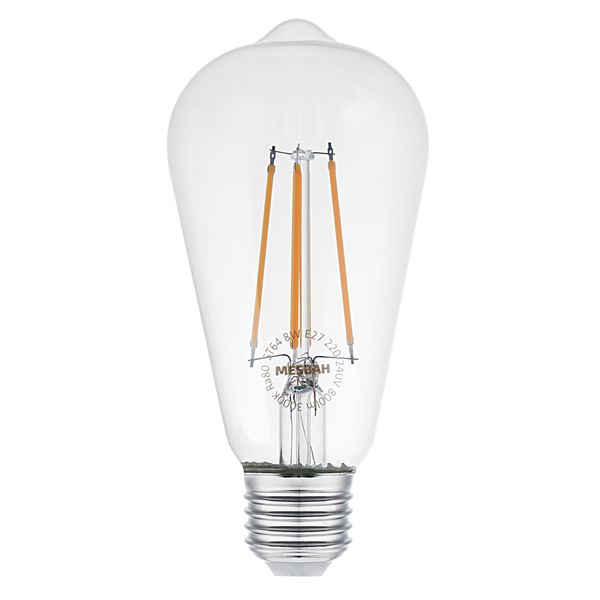   لامپ ادیسونی 8 وات مصباح مدل گلابی شکل شفاف کد ST64 پایه E27