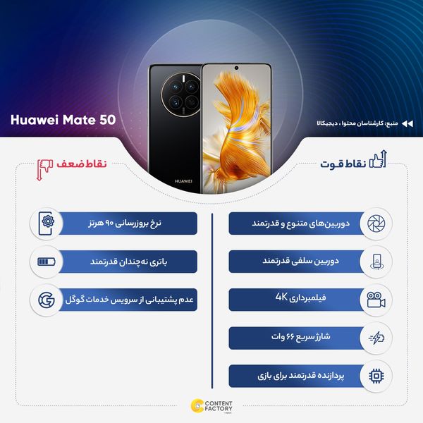 گوشی موبایل هوآوی مدل Mate 50 دو سیم کارت ظرفیت 256 گیگابایت و رم 8 گیگابایت