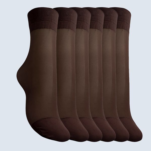 جوراب زنانه نارپام مدل پارازین رنگ قهوه ای سیر بسته 6 عددی